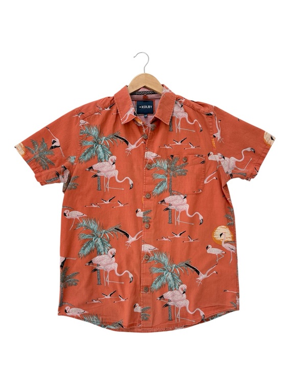 Kolby Other - Men's Flamingo Print Short Sleeve Button Down Shirt